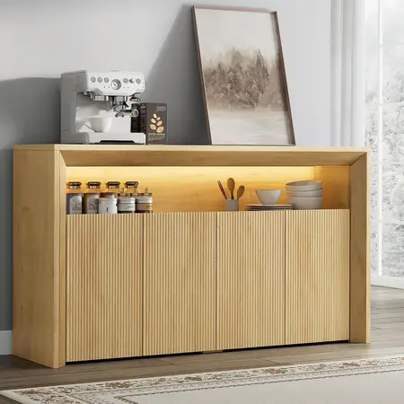 66.2 Inches Buffet Cabinet with Storage and led Lights