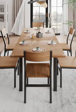 7-Piece Dining Room Table Set with 6 Chairs