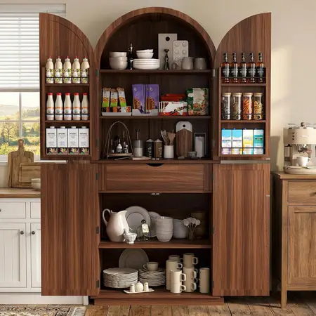 71 Inches Tall Farmhouse Wooden Kitchen Storage Cabinet