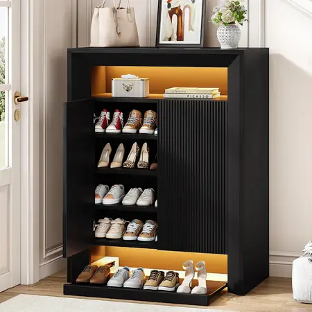LED Shoe Cabinet for Entryway Modern Shoe Storage Rack