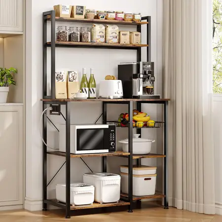 Microwave Stand with Storage and Adjustable Feet