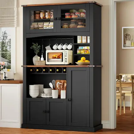 Tall Kitchen Pantry Cabinet with Charge Station